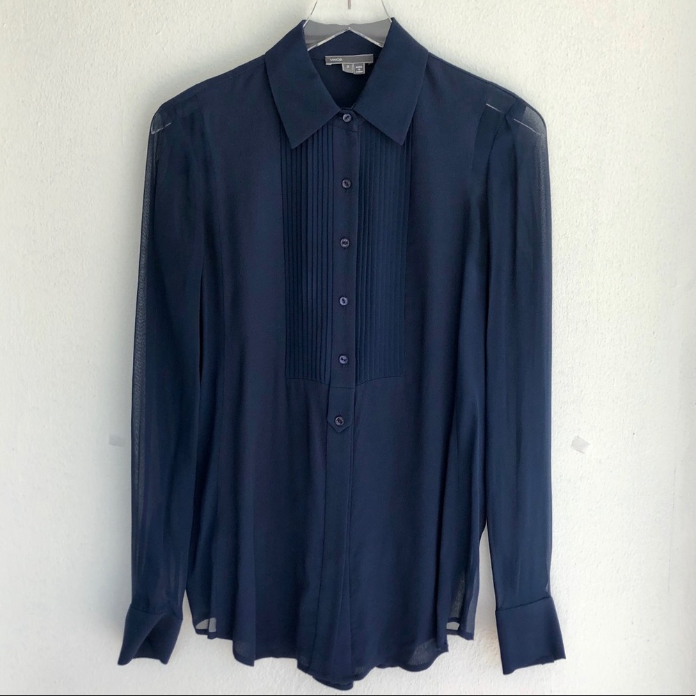 Vince Button Down Pleated Front, Collared Blouse 2 - image 1